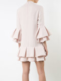 ruffled three-quarters sleeve dress