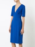 fitted waist V-neck dress
