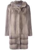 hooded fur coat