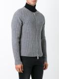 ribbed zip-up cardigan