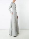 faille floral appliqué gown