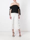 contrast buttons cropped trousers