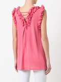 ruffled neck and sleeve tank