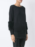 fur trimmed knit top