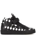 diamond patchwork mid-top sneakers