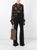 printed ruffle cuff blouse