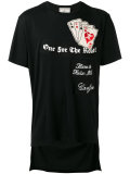 card embroidery slogan print T-shirt