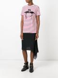 flamingo print striped T-shirt