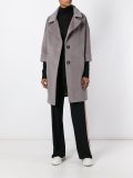 hooded panelled coat