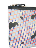 geometric print zipped clutch
