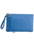 large embossed logo clutch