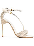 appliquéd sandals with asymmetric straps