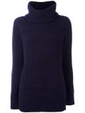 contrast knitting roll neck jumper