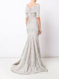 off-the-shoulder jacquard gown