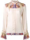 ruffled trim printed shirt