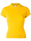 ribbed knit polo top 