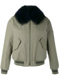 raccoon fur-trimmed bomber jacket 