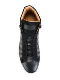 lace-up tweel panel sneakers