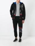 leopard print panel track pants