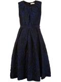 embossed roses flared dress