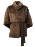 cashmere belted fur jacket 