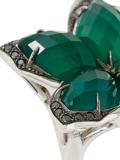 agate and diamond flower ring