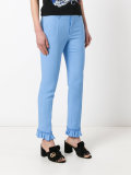 ruffle detail slim fit trousers