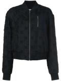 textured check bomber jacket
