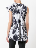 abstract print ruffled blouse