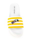 striped embellished flip flops
