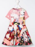 printed organza collar dress