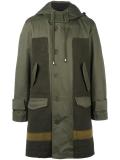 hooded panelled coat
