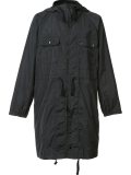 grid print midi parka