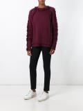 raw edge raglan sleeve jumper
