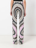 printed flared trousers