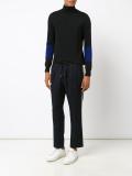 contrast sleeve turtleneck jumper