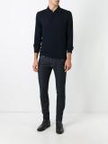 long sleeved knitted polo shirt
