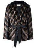 striped furred effect jacket