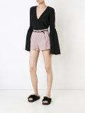 front pleat shorts