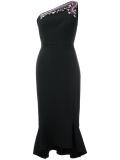 one shoulder embroidered dress
