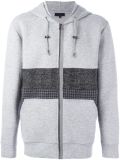 mixed material zip-up hoodie