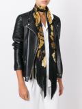 floral print fringed scarf