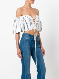 off the shoulder lace front crop top