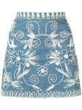 embroidered denim skirt