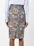 floral jacquard pencil skirt