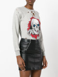 distressed skull sweat bodysuit