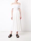 off-shoulders pleated dress