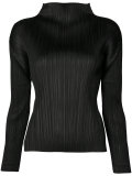 funnel-neck pleated top