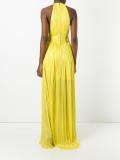 sleeveless belted gown