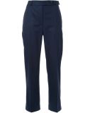 pleated cropped tapered trousers